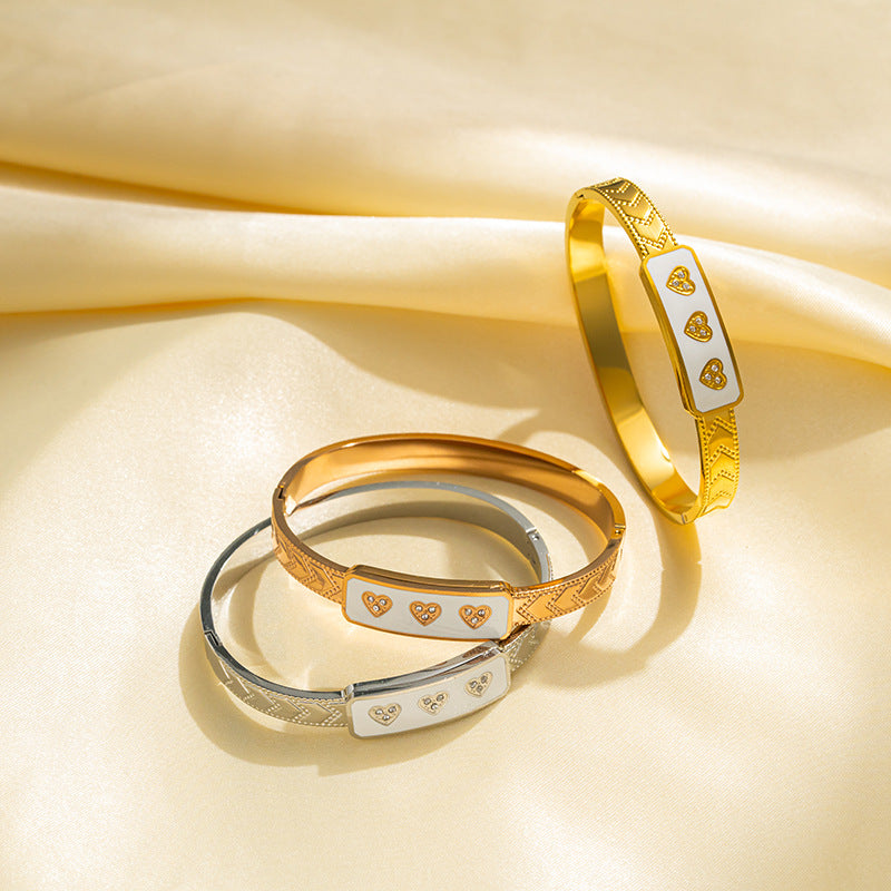 Ellipse Titanium Steel 18K Gold Plated Bangles