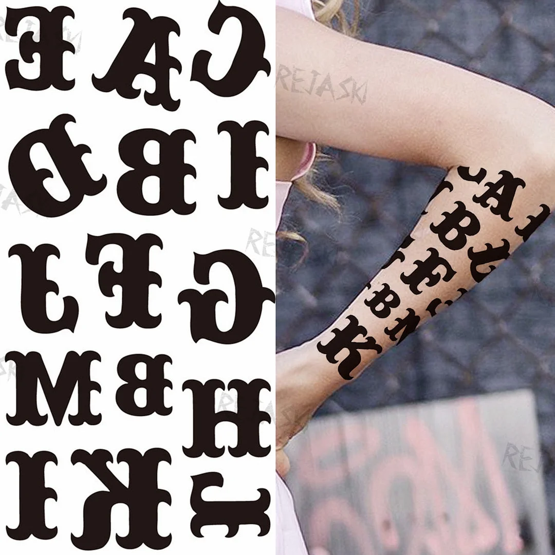 Minimalist Letter Temporary Tattoo For Children Women Small Word Tattoos Sticker Black Endless Heart Fake Tatoos Chains Clavicle