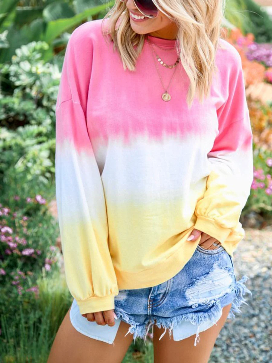 Round Neck  Long Sleeves Printed Sweatshirt