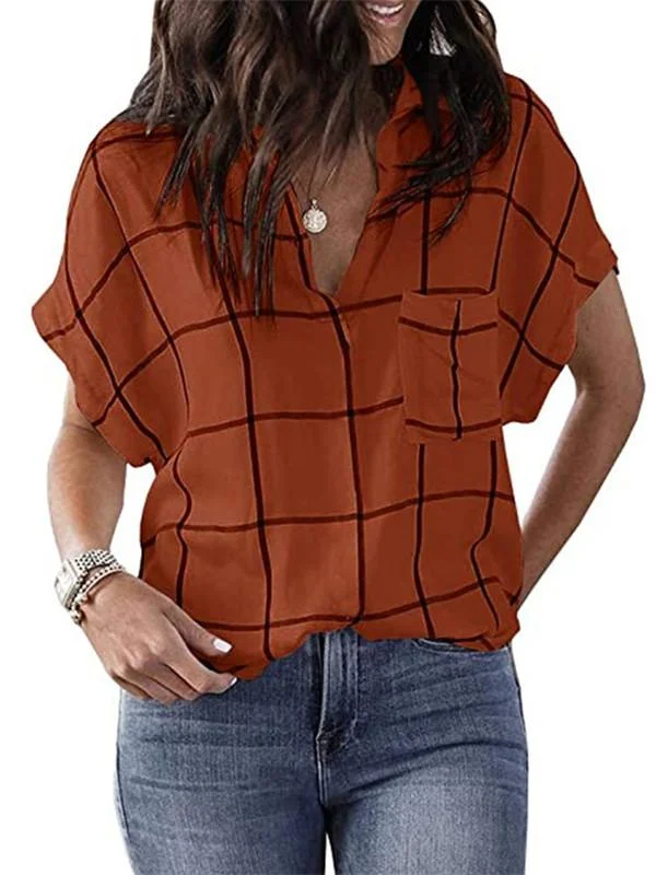 Women Half Sleeve V-neck Solid Color Dress