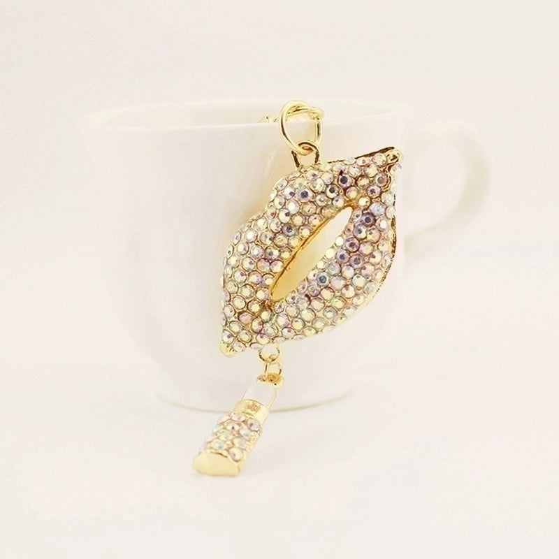 Minimalist Color Block Alloy Inlay Rhinestones Women’s Keychain