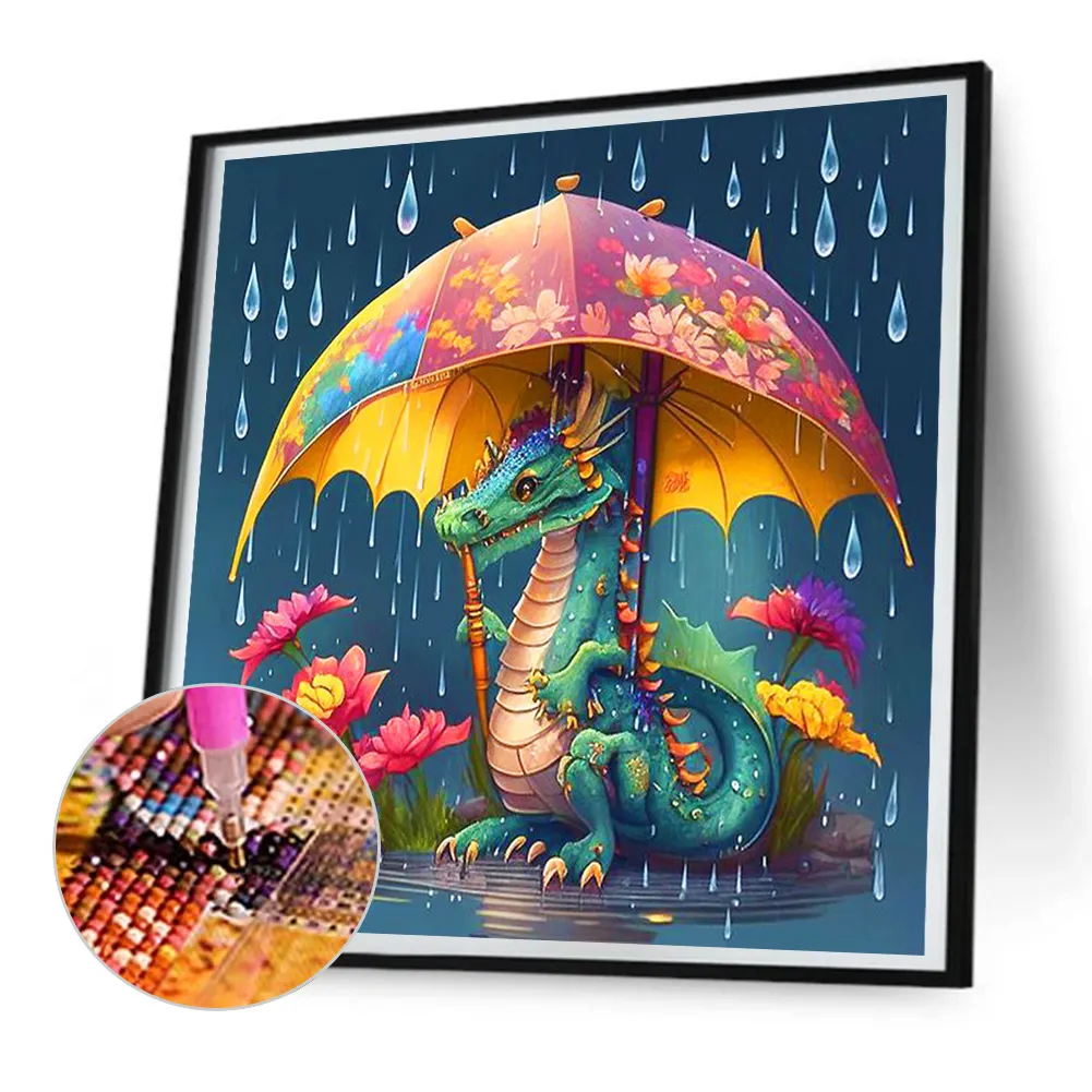 Diamond Painting - Full Round Drill - Umbrella Dragon(Canvas|30*30cm)