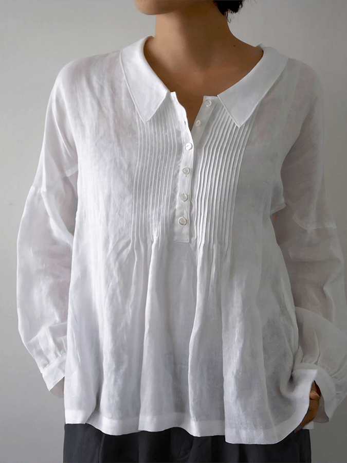 Women's Solid Color Lapel Loose Casual Shirt