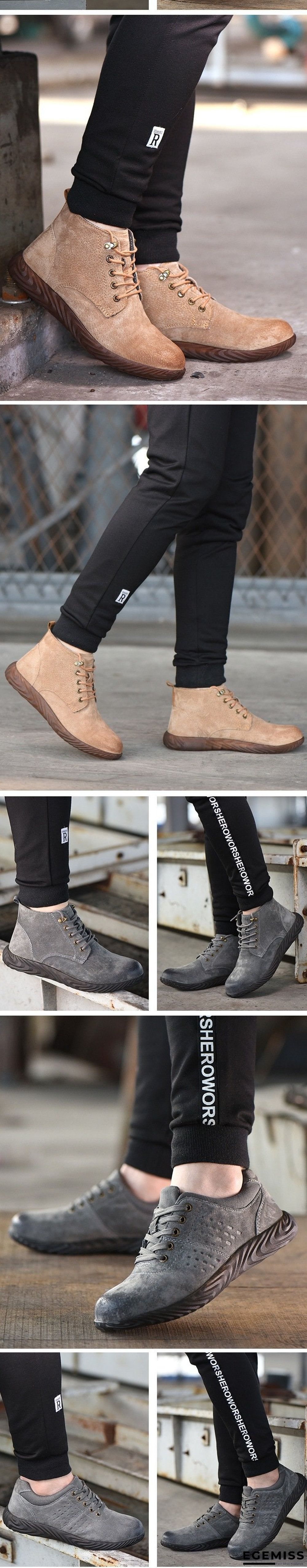 Men Leather Safety Shoes Steel Toe Security Shoes Work Shoes Puncture Proof Sole Work & Safety Boots | EGEMISS