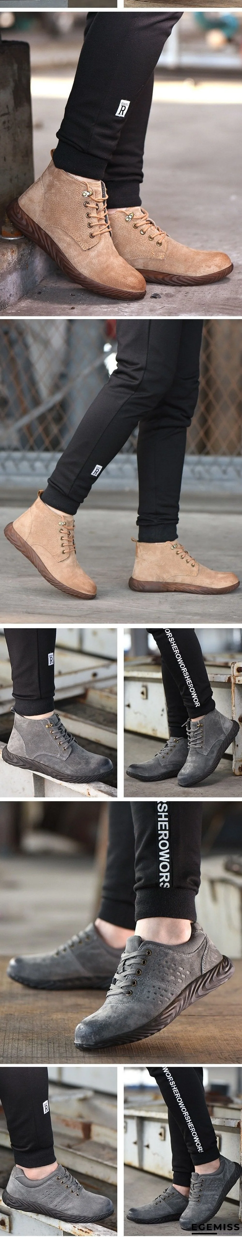 Men Leather Safety Shoes Steel Toe Security Shoes Work Shoes Puncture Proof Sole Work & Safety Boots | EGEMISS