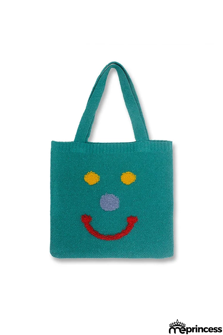 Smiley Knitted Tote Bag