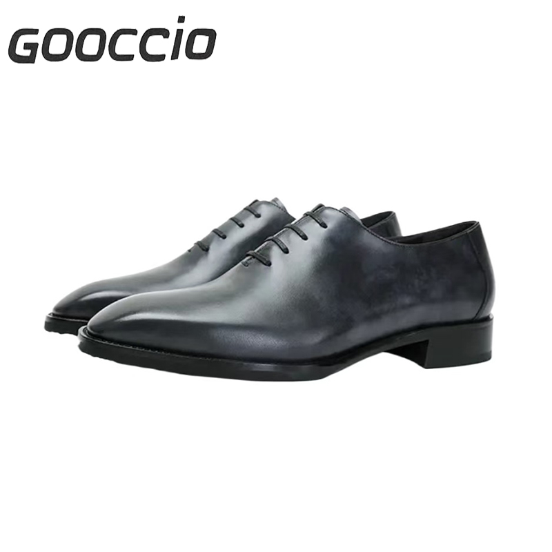 NJ199 Museum Calf Skin Square-Toe Oxford Shoes For Men  GOOCCIO   
