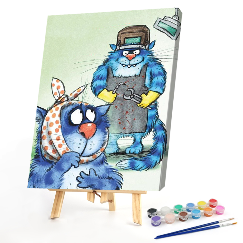 

40*50CM - Paint By Numbers - Blue Cat, 501 Original