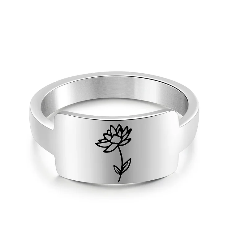 Personalized Birth Month Flower Ring Custom 1 Flower Gift for Her