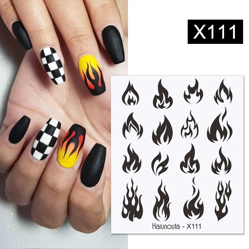 Harunouta Butterfly Flower Design Leaves Nail Water Decals Color Wave Geometric Line Charms Sliders Decoration Tips For Nail Art-Nail Inspo