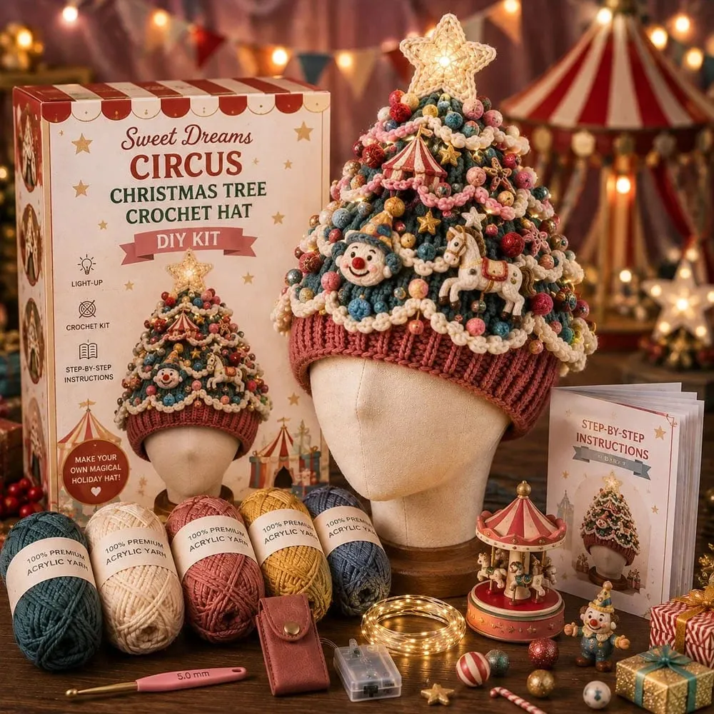 Circus crochet tree hat