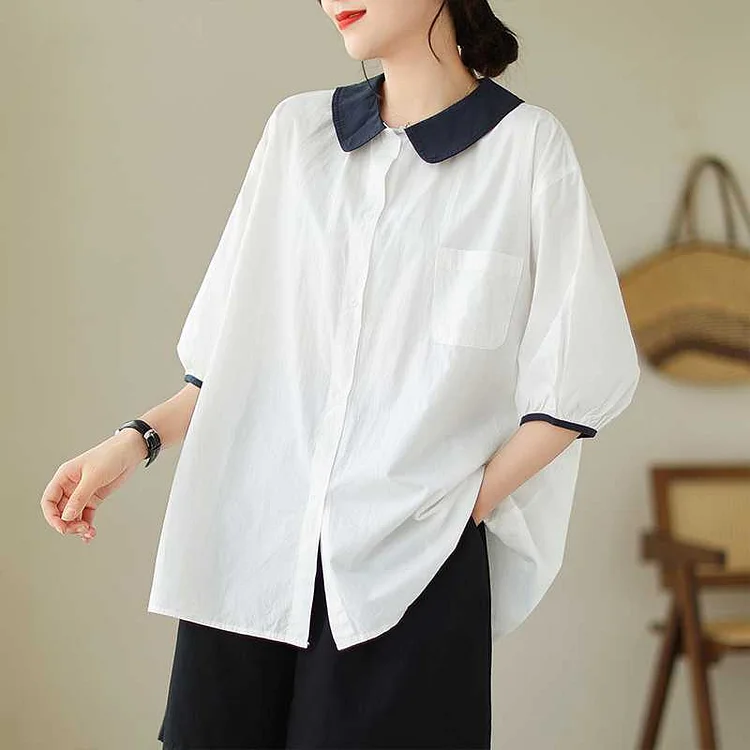 Literary Buttons Short Sleeve Shirt - yankia
