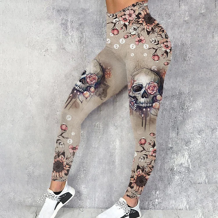 VChics Skull Print Casual Leggings