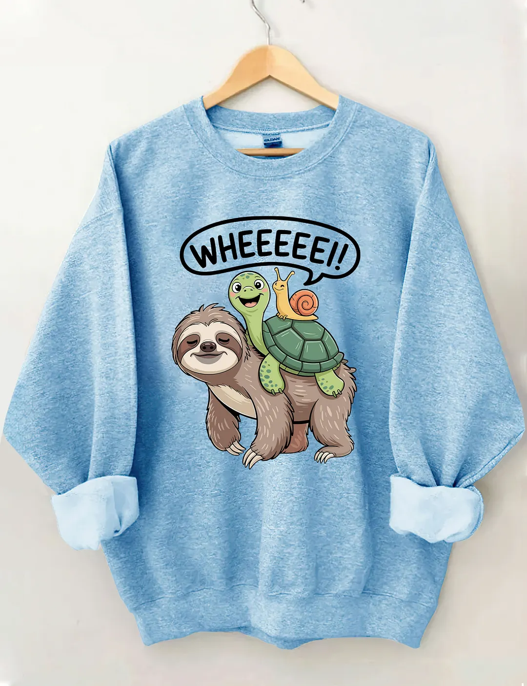 Wheeeee Sloth Turtle Snail Sweatshirt