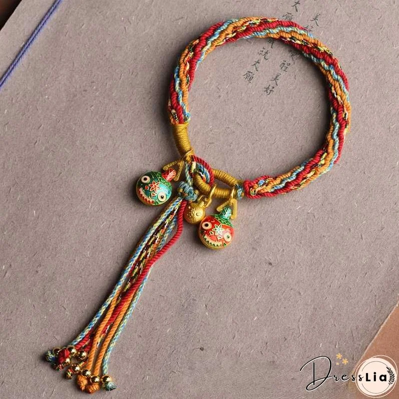 Handwoven Tibetan Style Cotton Rope Reincarnation Jewelry Bracelet Swallowing Gold Beast Hand Rope Bracelet