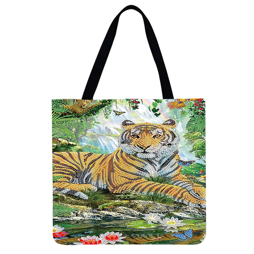 Linen Tote Bag - Tiger kingPrinted