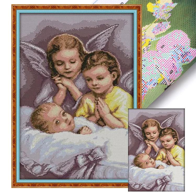 Joy Sunday-Angel'S Prayer- 14CT - 2 Strands Threads Printed cross stitch - 36*56cm(Canvas)