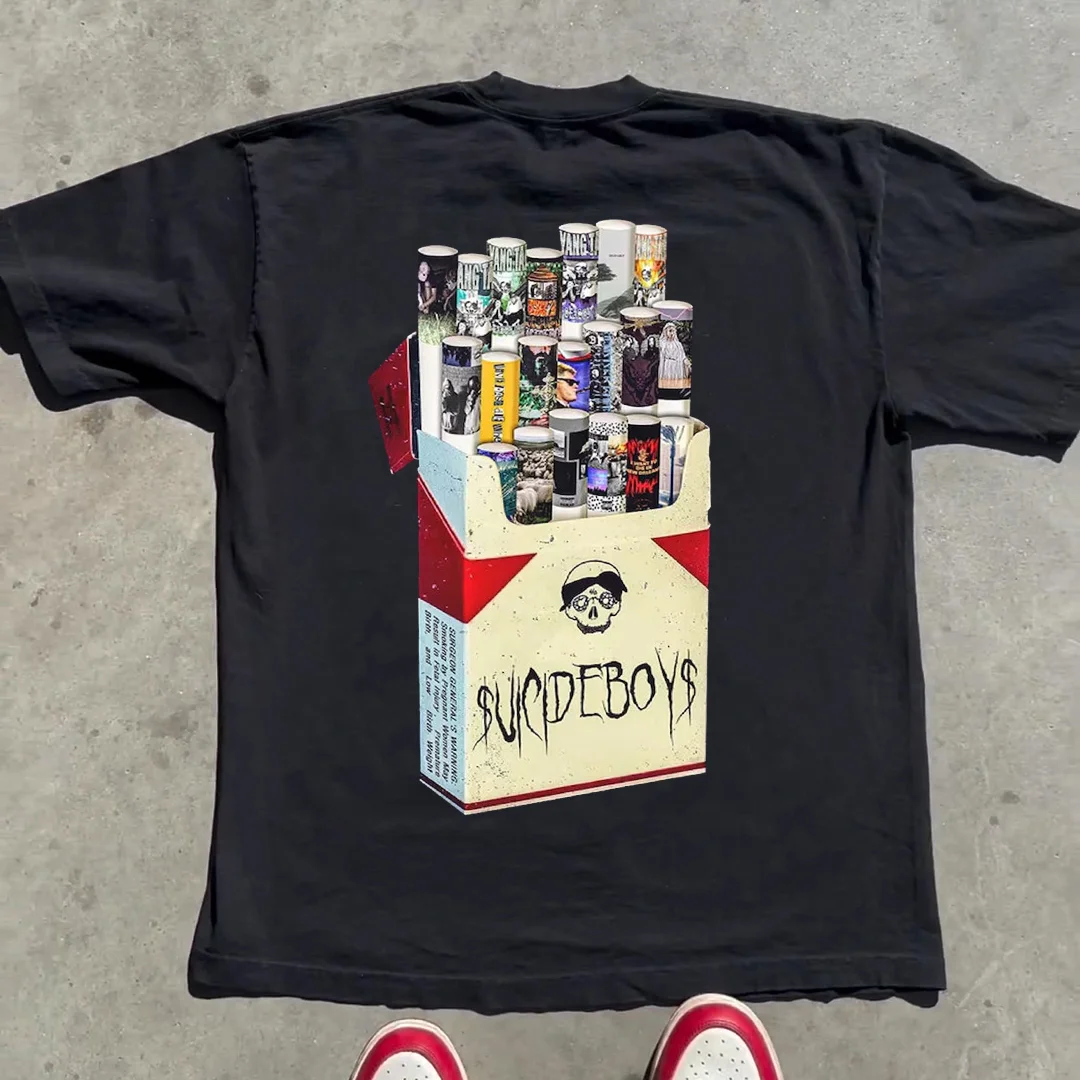 Suicideboys Cigarette Print Short Sleeve T-Shirt