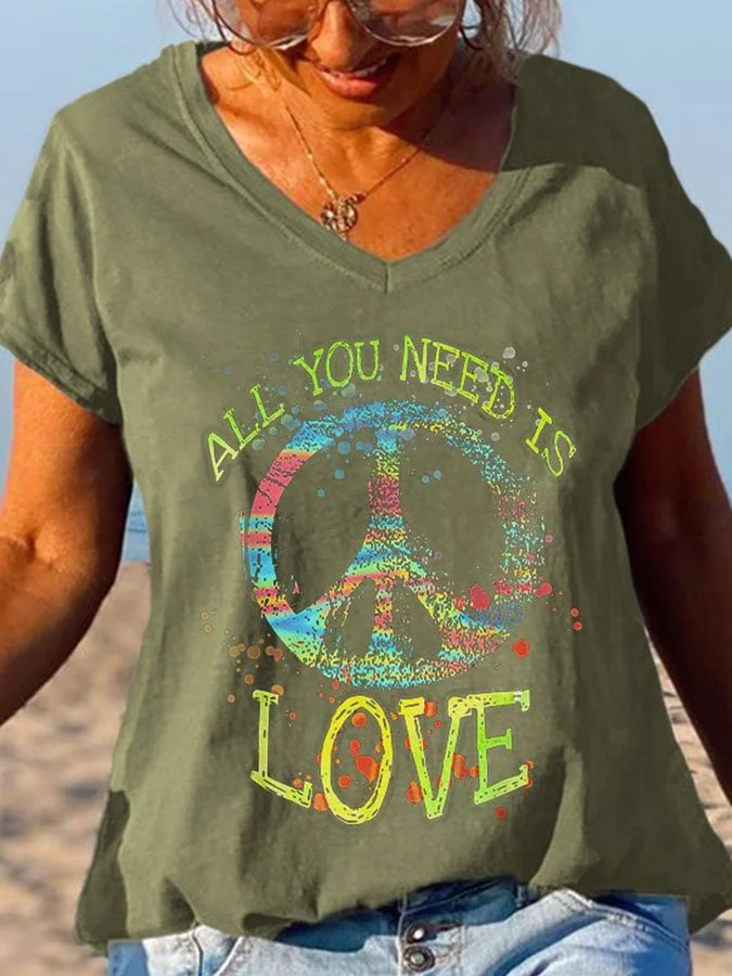 Hippie Print Short Sleeve T-Shirt