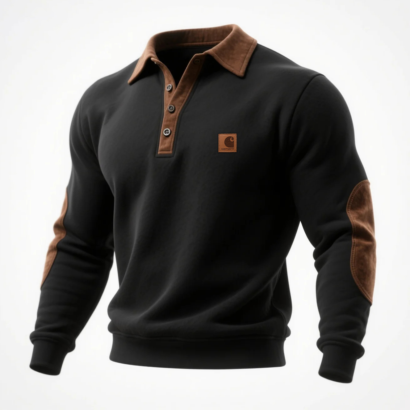 Stylish Contrast Panel Polo Sweatshirt for Men - Perfect for Casual and Outdoor Activities