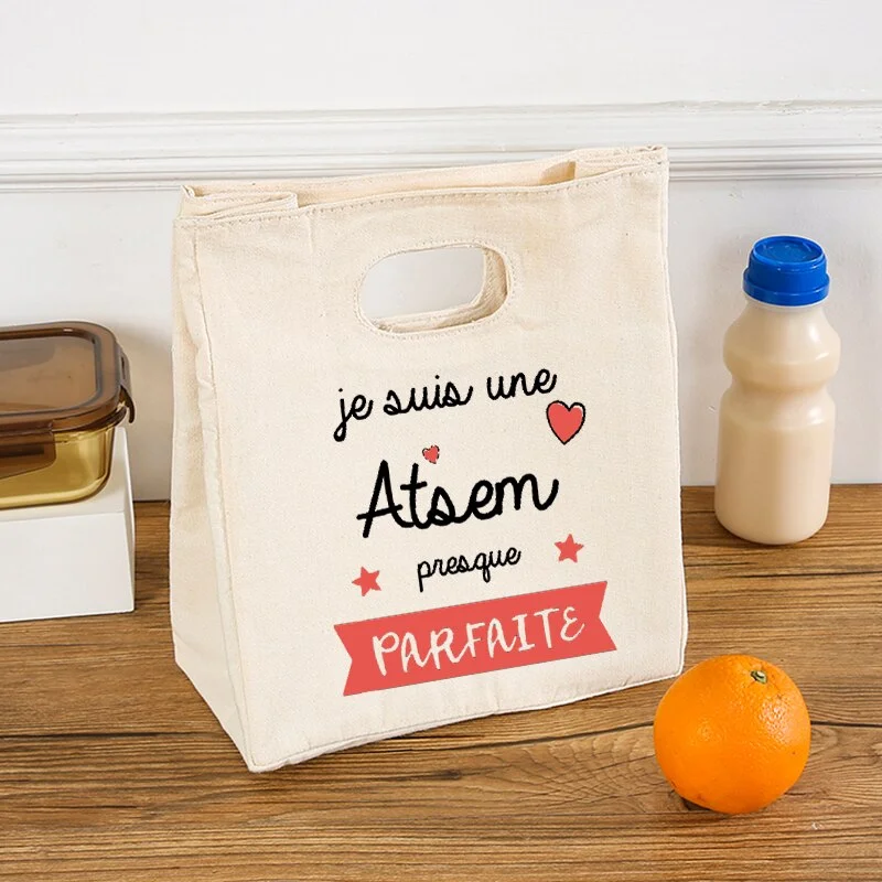 Merci Atsem Print Insulated Lunch Bag Cooler Bag Thermal Bags Portable Lunch Box Ice Pack Tote Food Picnic Pouch Gifts for Atsem