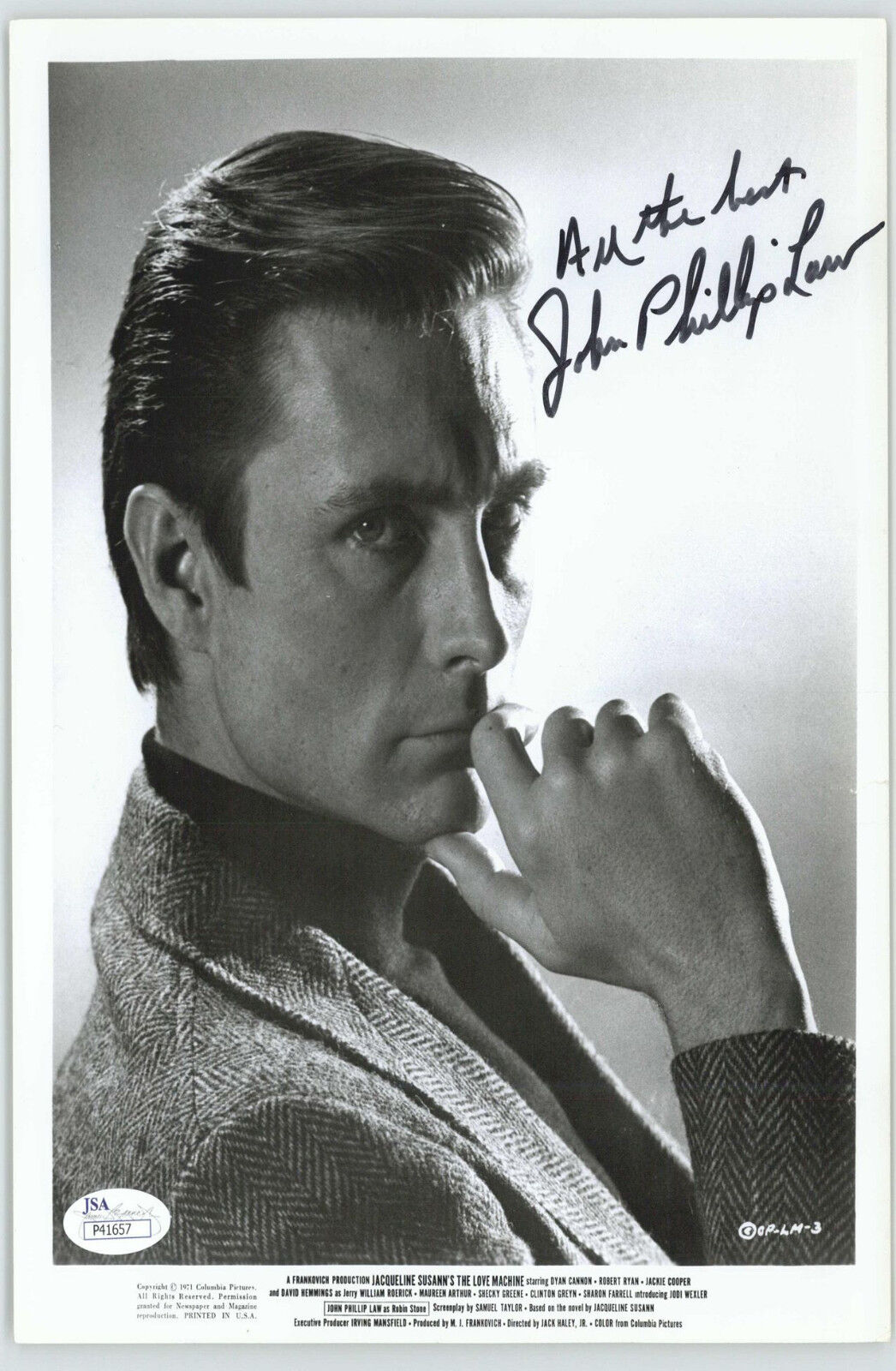 JOHN PHILLIP LAW ACTOR (DECEASED) SIGNED 8X10 JSA AUTHENTICATED COA #P41657