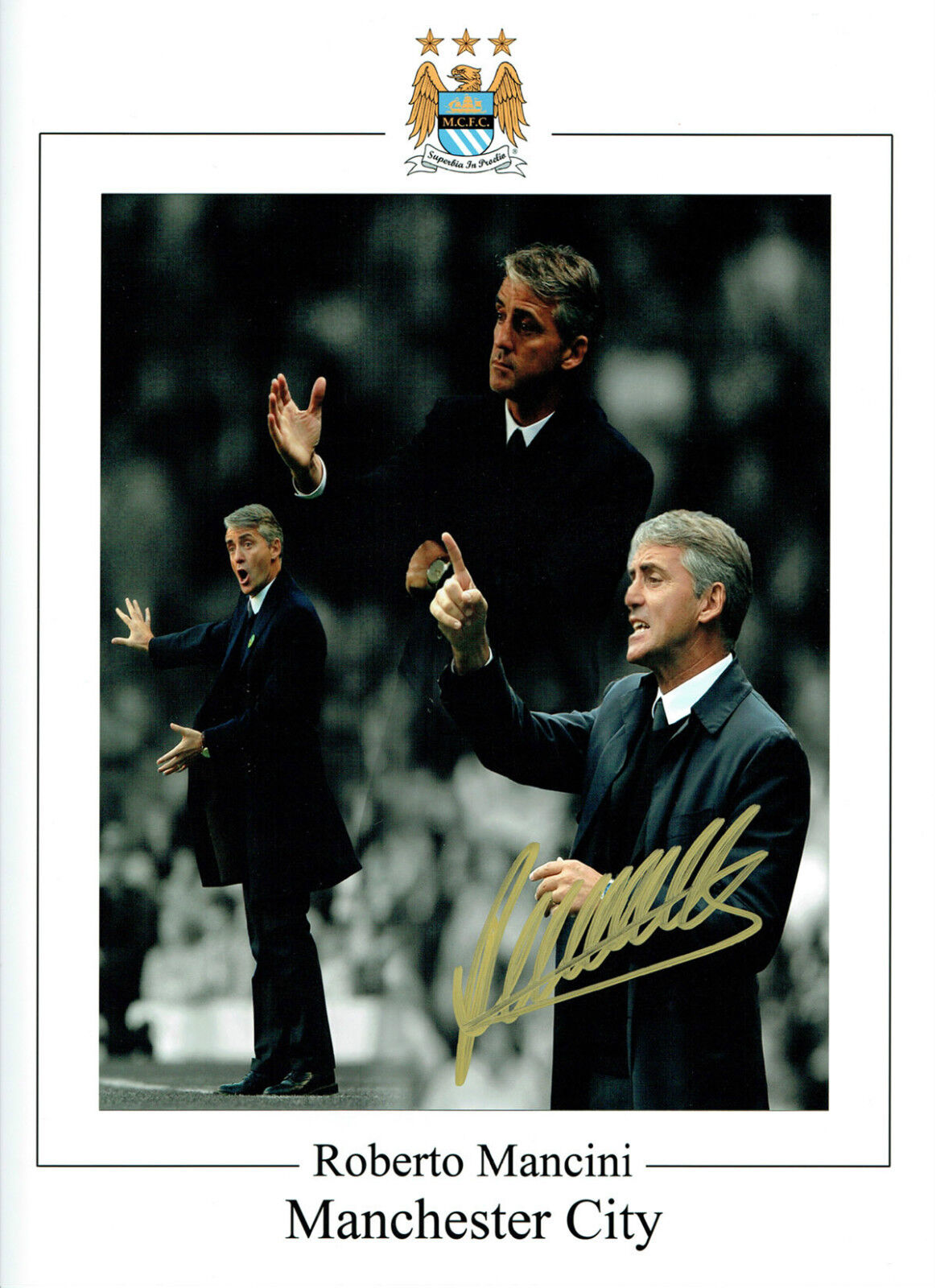 Roberto MANCINI Signed Autograph 16x12 Manchester City Montage Photo Poster painting AFTAL COA