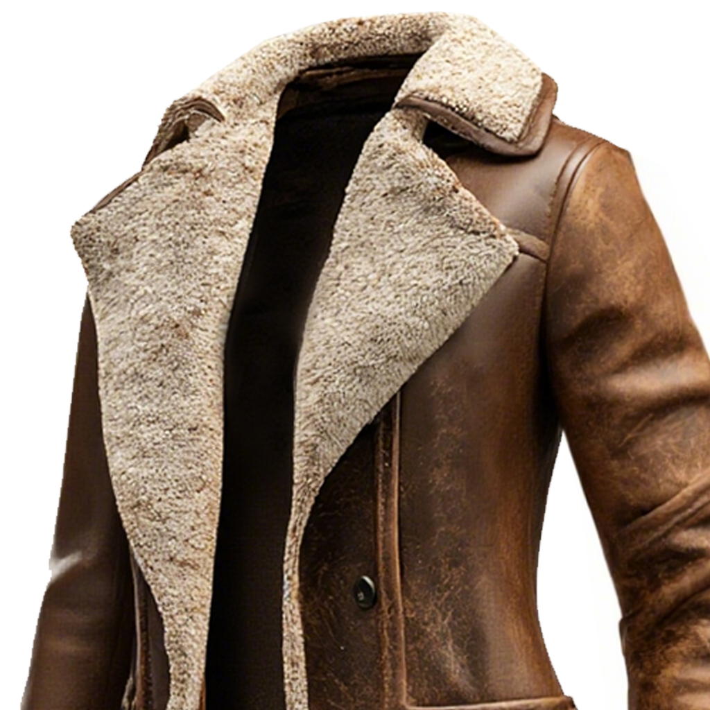 Women's Vintage Brown Suede Leather Coat With Shearling Lining