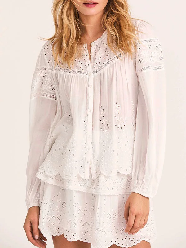 Round neck embroidered shirt