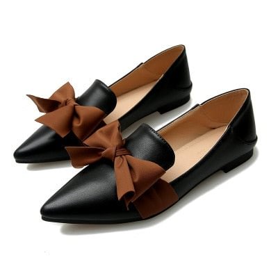Women's Mules Shoes Bowknot Pointed Toe Flat Slip-on Casual Shoes