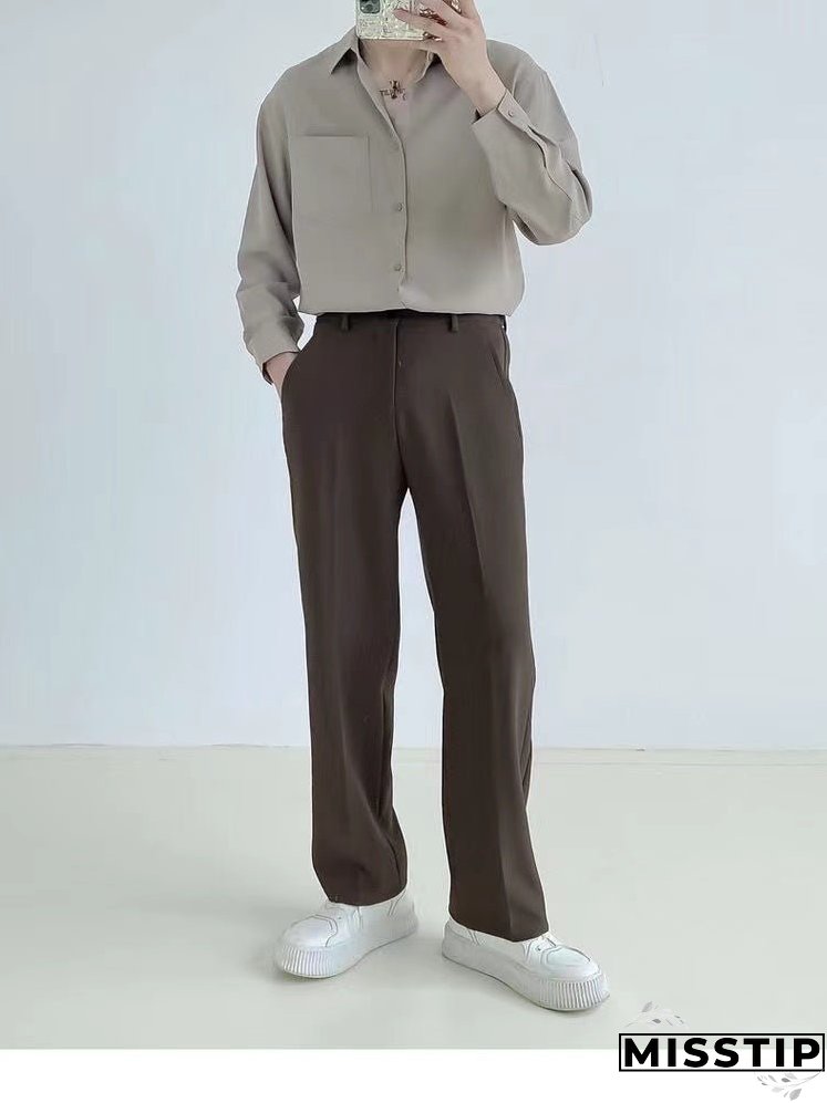 Spring New Senior Long Sleeve Button Down Shirts for Men Korean Fashion Loose Drape Solid Color All-match Men's Shirt Blouse