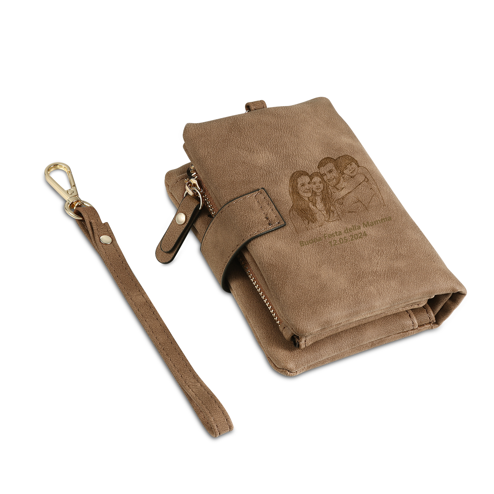 Portafoglio in PU pelle con 8 nomi & 2 testi & 1 foto personalizzati per mamma