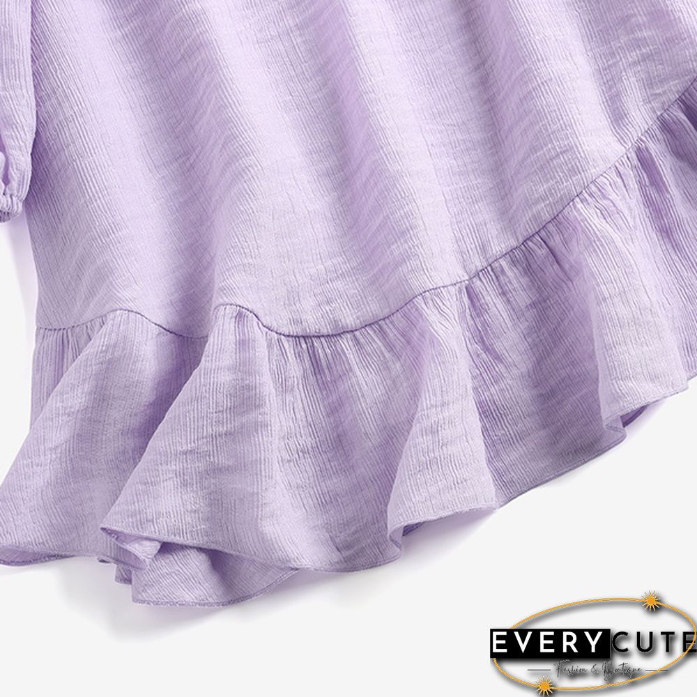 Fashion Women Mini Ruffle Dress Summer Long Sleeve Party Cocktail Dress