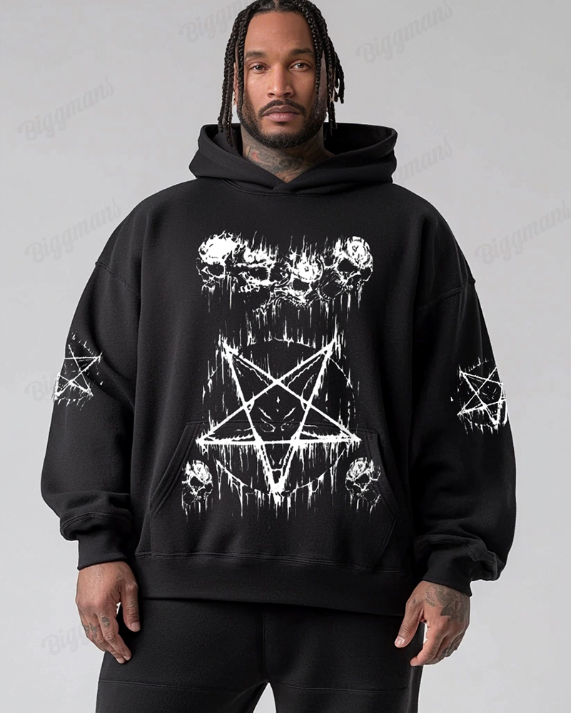 Street Fashion Satan's Curse Print Hoodie Big & Tall Men's