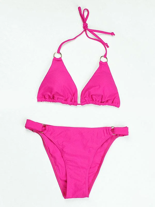 Sexy Triangles Iron Ring Split Bikini Swimsuit