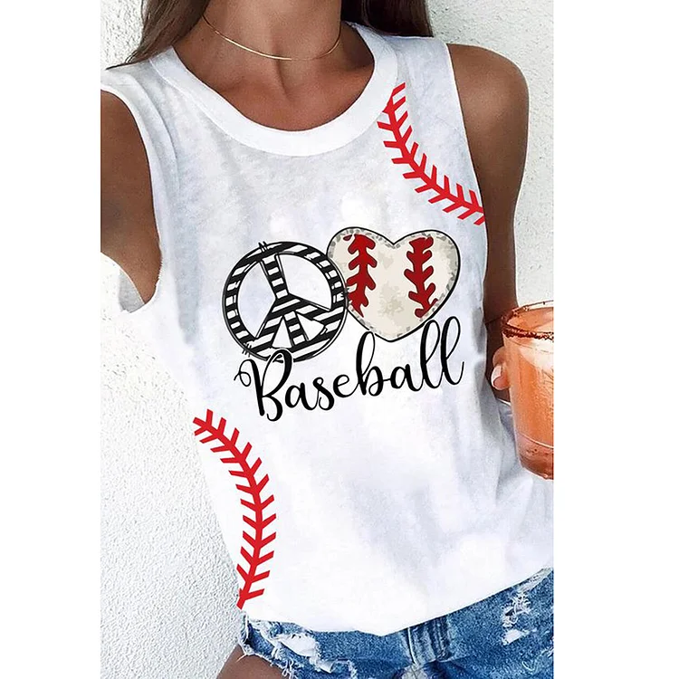 Comstylish Peace Baseball Pattern Women's Tank Top