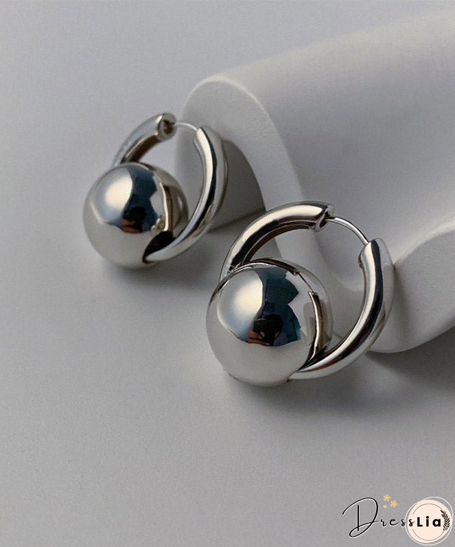 Loose Silk Copper Overgild Ball Hoop Earrings