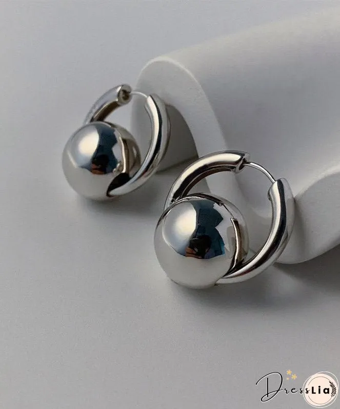 Loose Silk Copper Overgild Ball Hoop Earrings