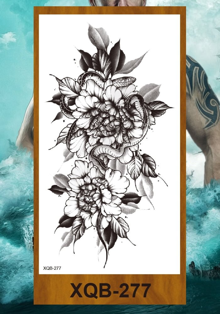 Temporary Flower Arm Tattoos Stickers Samurai Sword Dragon Snake Totem Men Women Girls Chest Fake Tatoo Drop Shipping DIY