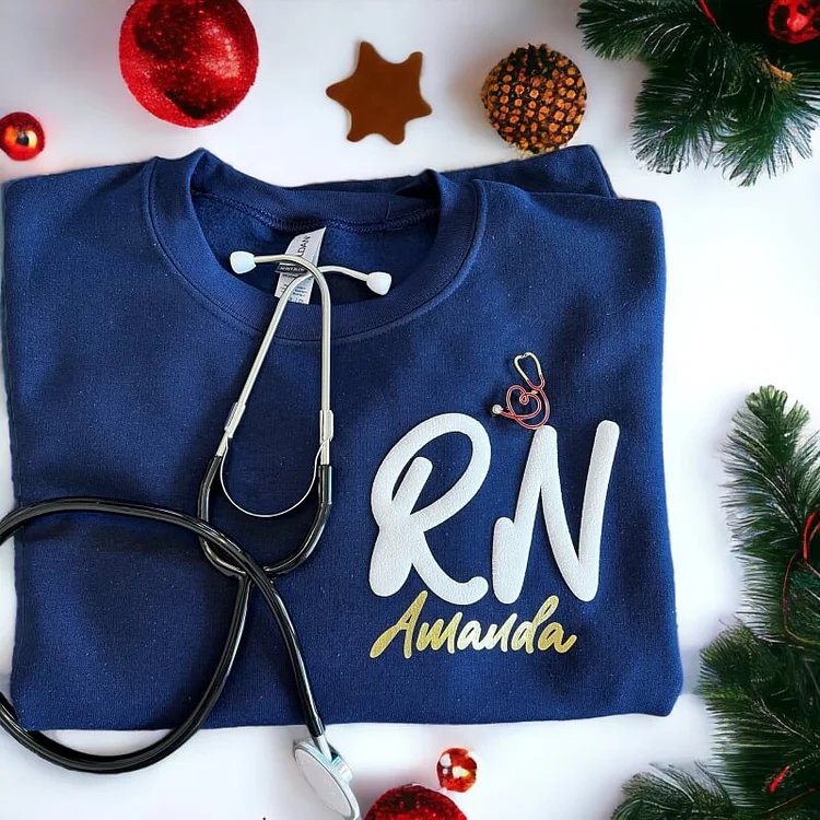 Puff Print Nurse Sweatshirts-Nurse Graduation Gift