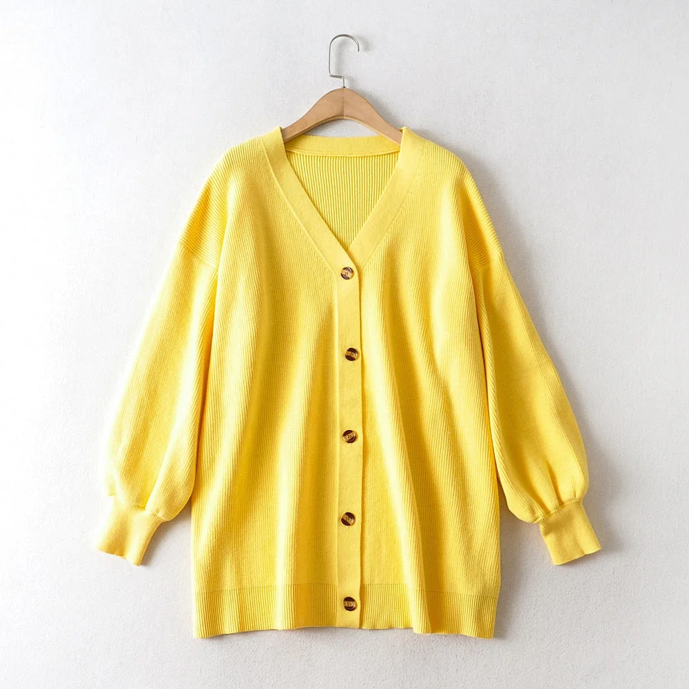 Tangada Women Oversized Thick Loose Knitted Cardigan Sweater Vintage Long Sleeve Button-up Female Outerwear Chic Tops AI01