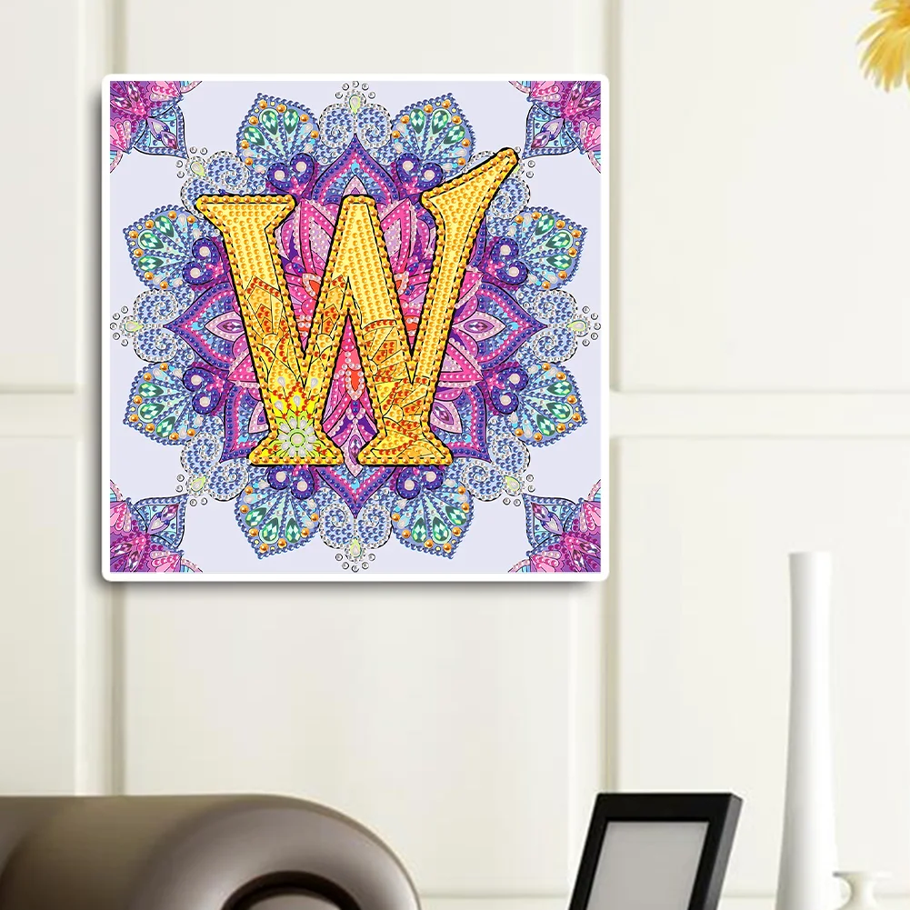 Special Shape Diamond Painting 30*30cm - W Letter Mandala
