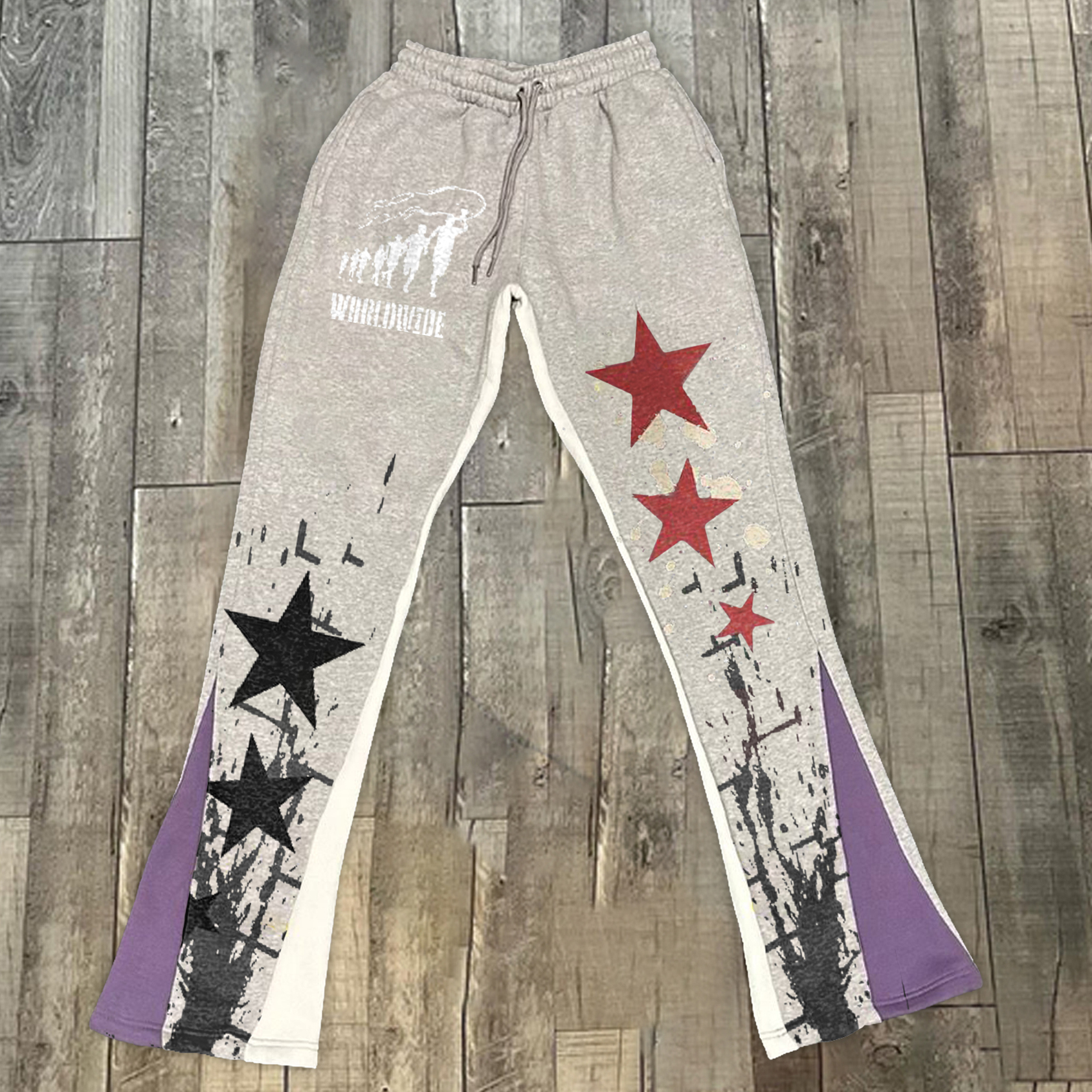 Casual street star print flared trousers