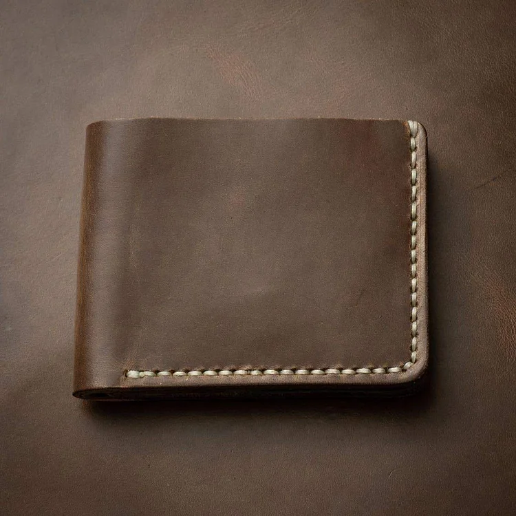 Classic Cowhide Handmade Leather Walt Wallet - Creme