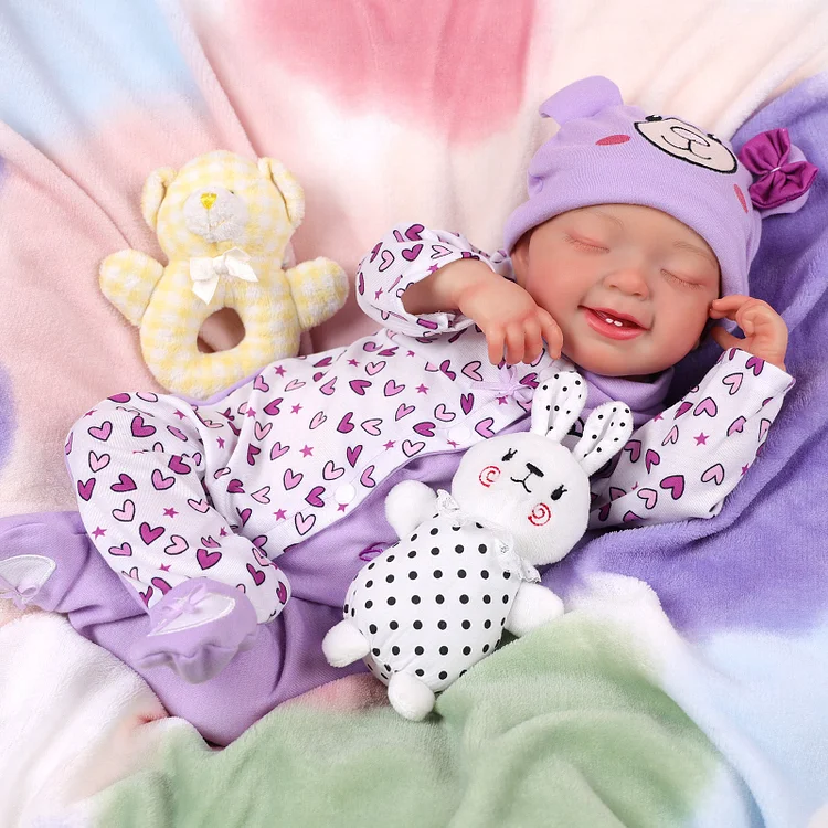 Babeside Leen 20" Lifelike Reborn Baby Doll Purple Jumpsuit Infant Sleeping Baby Girl