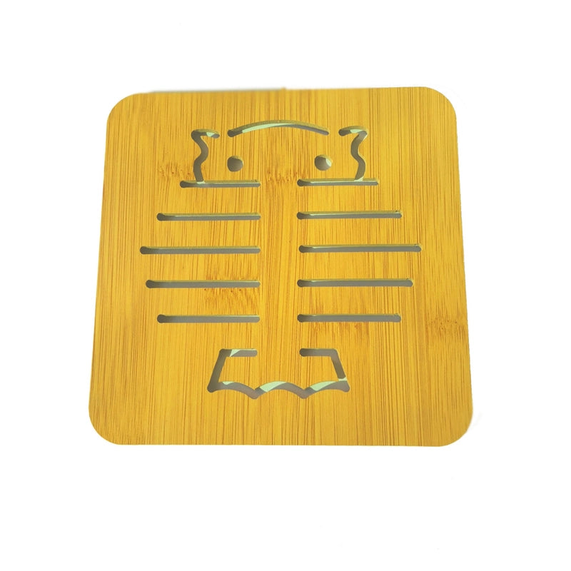 Home Wooden Cartoon Heat Insulation Mat Dining Table Mat Non-slip Pot Mat Creative Cute Cushion Tea Mat Bowl Mat Coaster