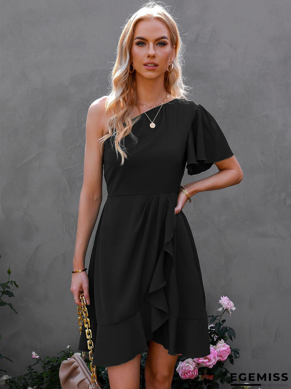 Women's Dress With Off-the-shoulder Flounces And Small Dresses | EGEMISS