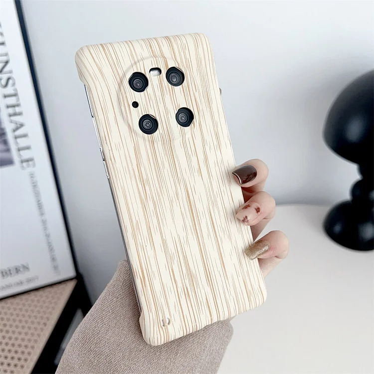 Wood Grain Borderless Back Phone Case For Huawei P60 P50 Pro Mate 60 50 30 40 Pro Honor 90 Camera Protection Armor PC Hard Cover