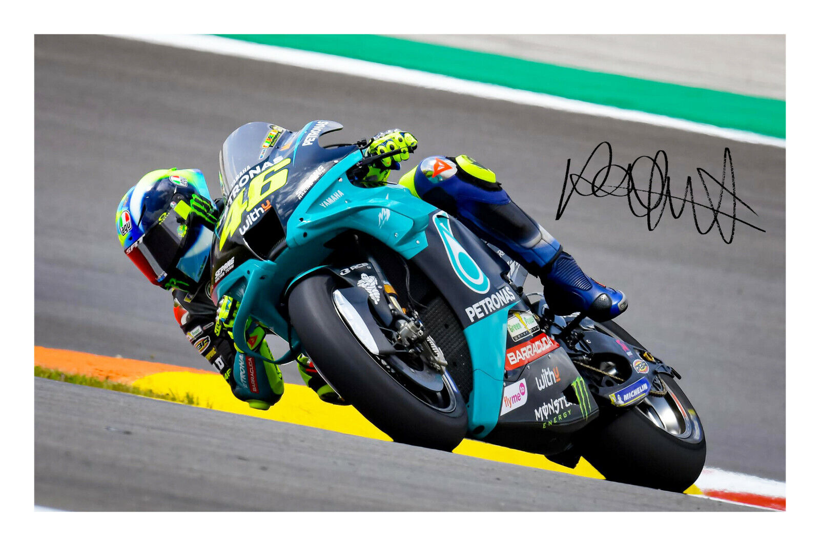 Valentino Rossi Signed A4 Photo Poster painting Print Autograph Bike Helmet 2021 MotoGP Petronas