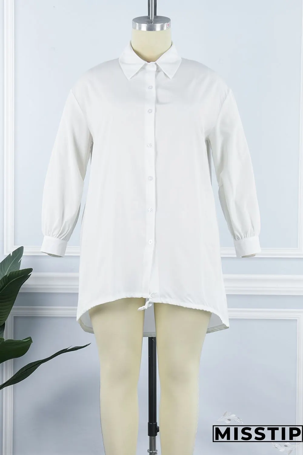Black Casual Plus Size Solid Patchwork Turndown Collar Shirt Dress